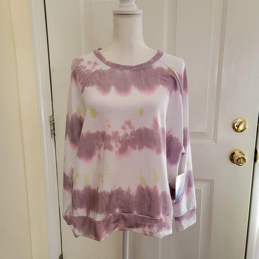 NWT Embracelife Athleisure Striped Mauve Tie Dye Sweater Size L